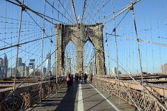 13 Spider Web Wires Lead To The First Cable Tower On The Walk Across New York Brooklyn Bridge